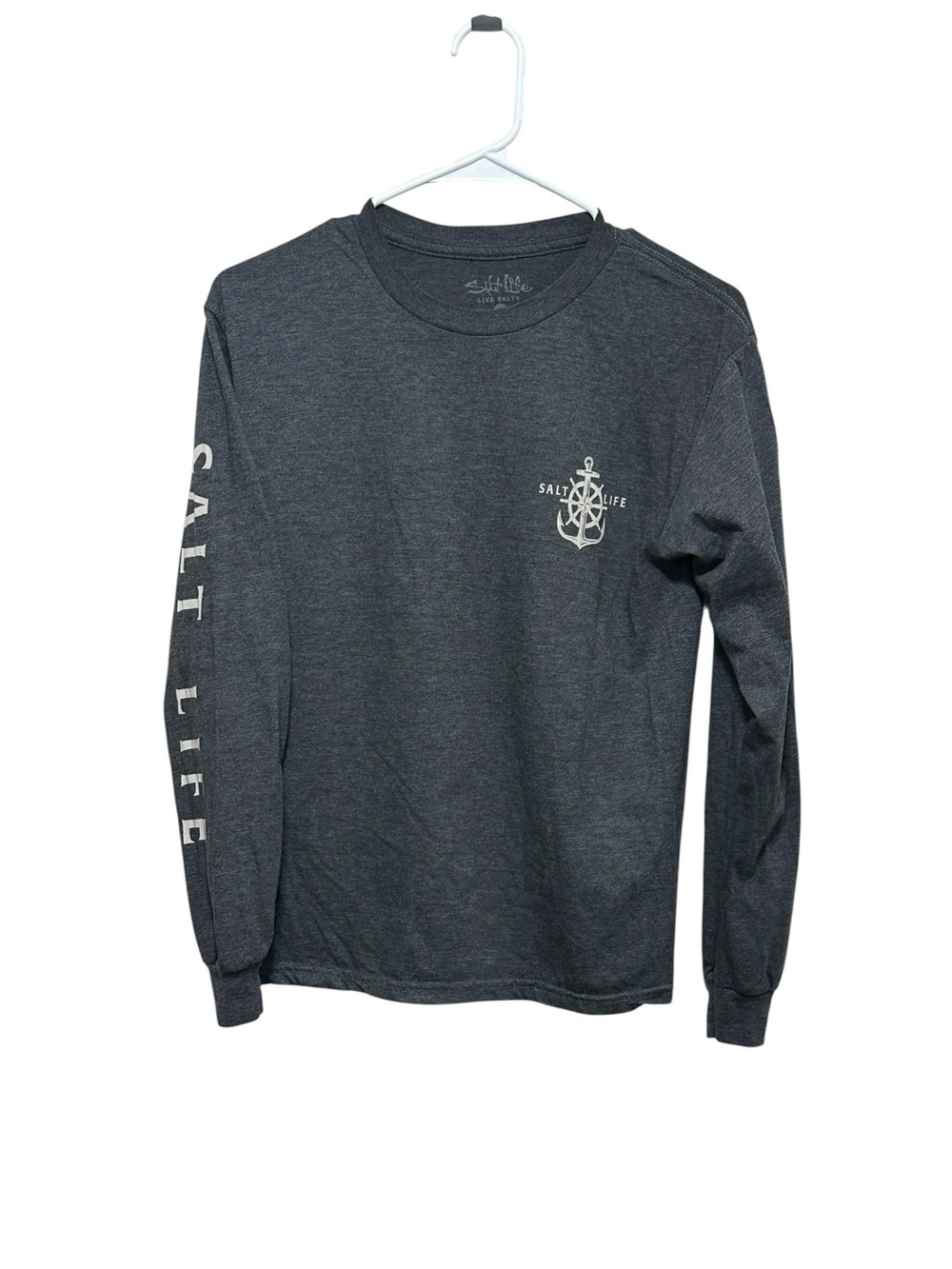 Salt Life Long Sleeve Crewneck Tee - Charcoal Gray